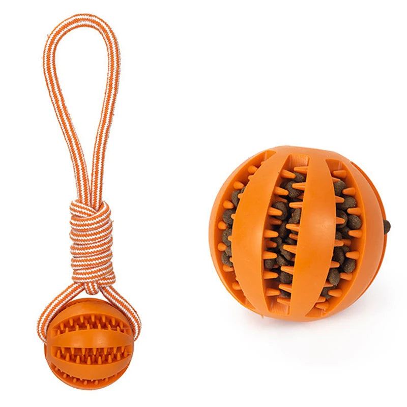 Pet Treat Balls with Rope Interactive Dog Rubber Leaking Balls Toy for Small Large Dogs Chewing Bite Resistant Toys Pet Supplies