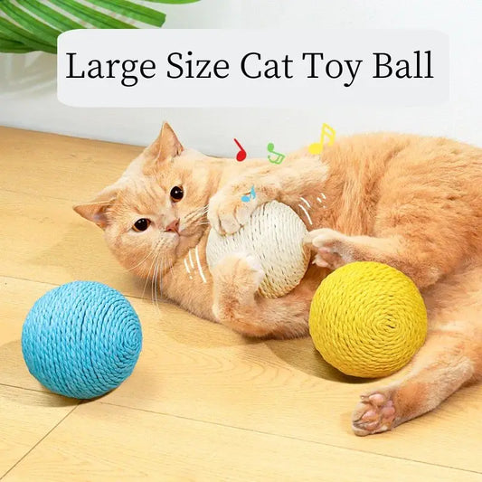 Large Cat Toys | Interactive Scratch Chew Ball - Handmade Weave Kitty Fun